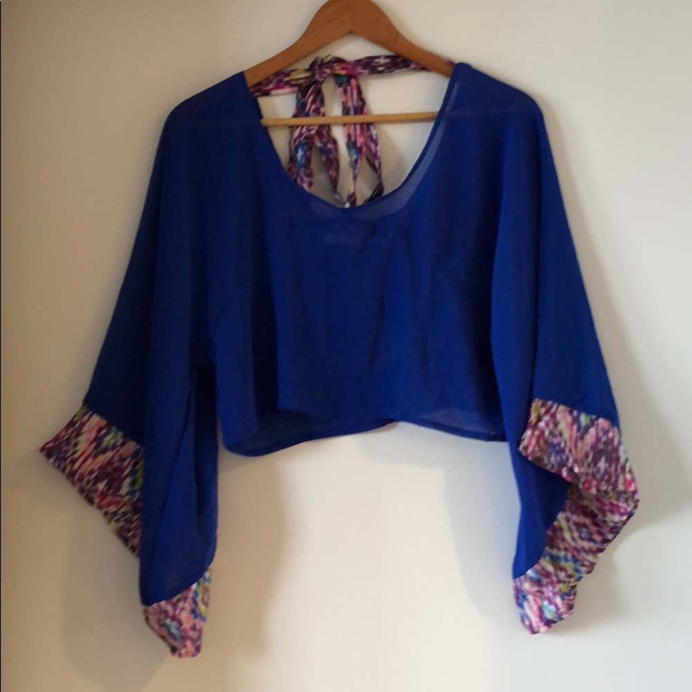 Cobalt blue Lon sleeve crop top
